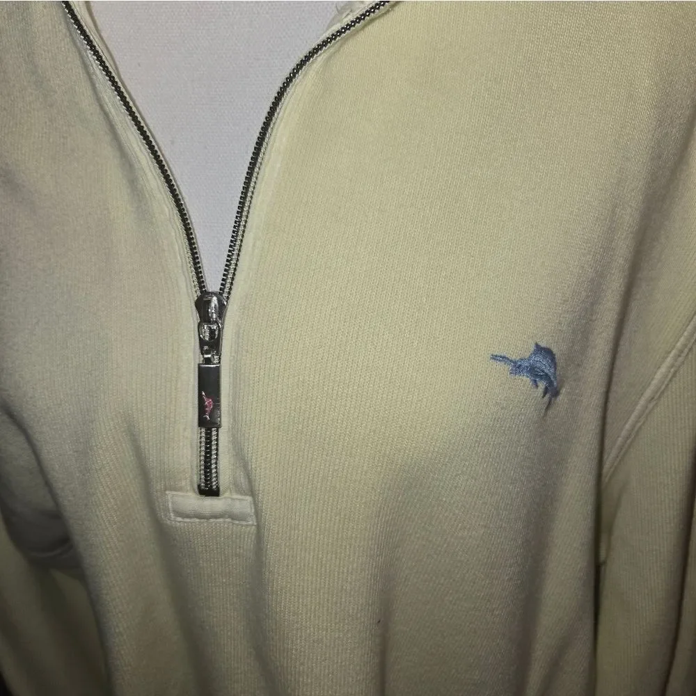 Tommy Bahama Men's Zip Up Cream Sweater Size L